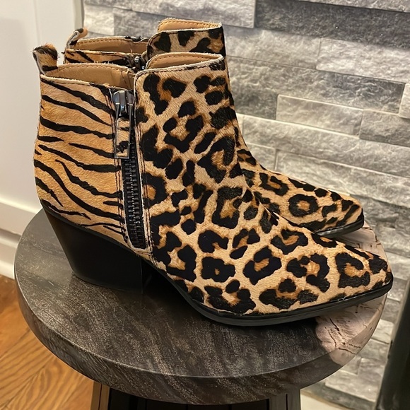 FRANCO FORTINI CALF HAIR LEATHER CHEETAH PRINT WESTERN BOOTIE SIZE 6.5 - Picture 2 of 7